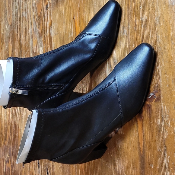 Pointy toe boots black ankle heeled - Picture 2 of 13